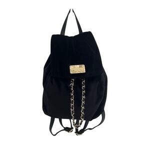 Bebe Los Angeles Black Velvet Gold Accents Backpack Bag Y2K City Whimsigoth